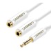UGREEN Cable AUX Splitter 3.5mm to 2*3.5mm 0.25M AV134, White