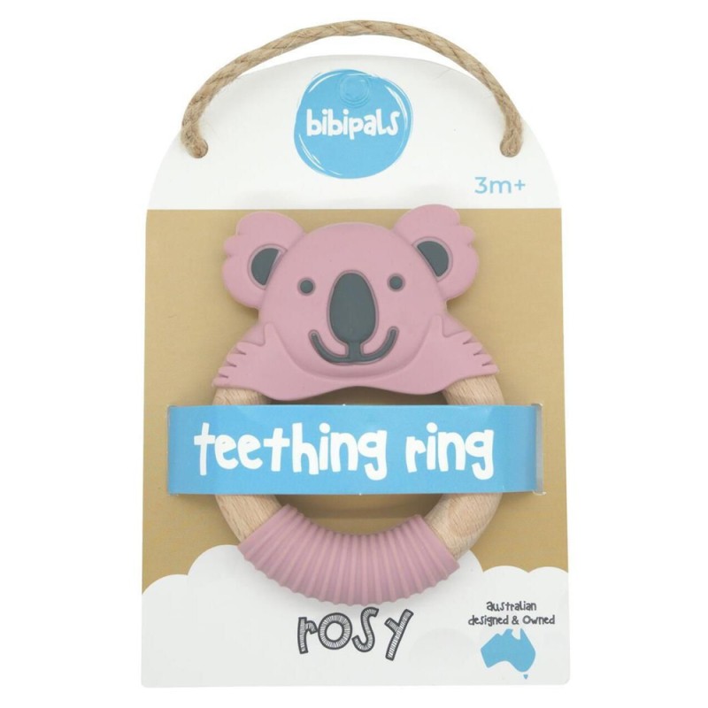 Bibipals Teething Ring Koala, Pink and Charcoal