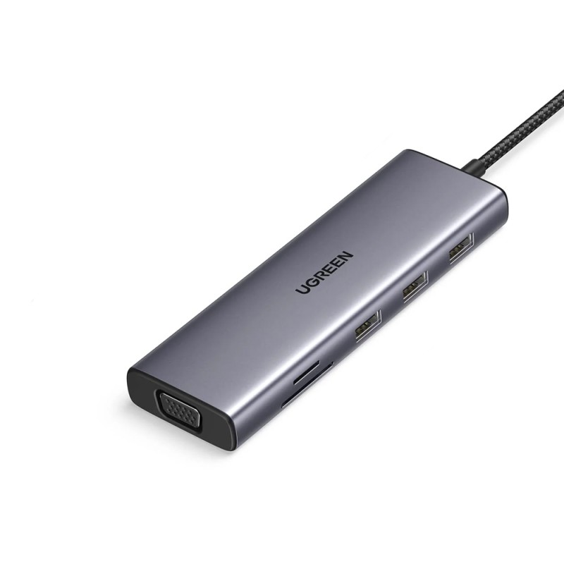 UGREEN HUB 10 in 1 Type-C to 1*HDMI 4K@60Hz + 3*USB-A 3.0 + VGA + LAN + Audio 3.5mm+SD/Micro+ PD 100W CM498, Space Gray