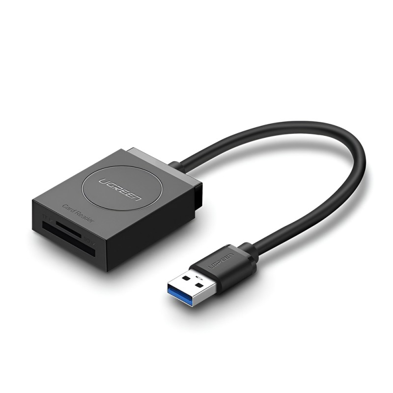 UGREEN Card Reader 2in1 USB-A 3.0 to TF/SD, TS:≈90MB/S, up to 2T CR127, Black