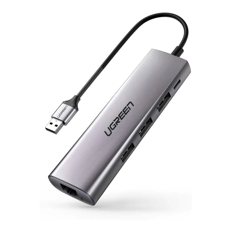 UGREEN HUB 4in1 USB 3.0 to 3*USB 3.0 + Gigabit RJ45 0.28M, Black