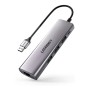 UGREEN HUB 4in1 USB 3.0 to 3*USB 3.0 + Gigabit RJ45 0.28M, Black