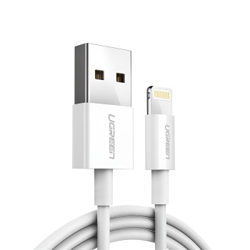 UGREEN Cable USB-A to Lightning MFI, 2M, Alu Case with Braided, White | US155