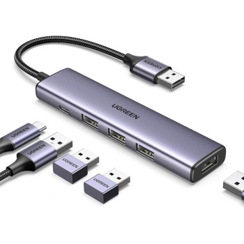 UGREEN HUB 4in1 USB 3.0 to 4*USB-A 3.0 CM473, Silver
