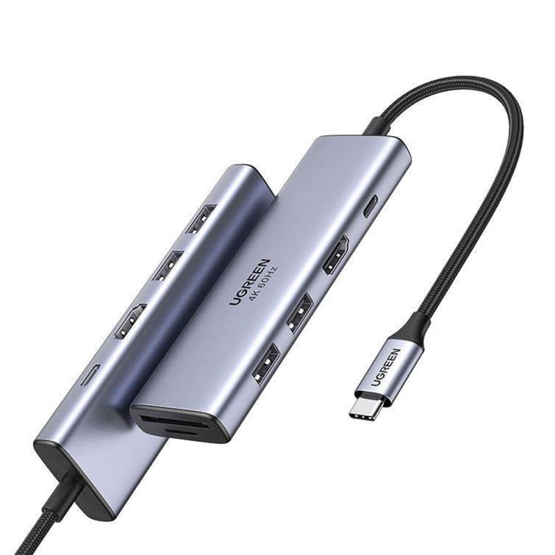 UGREEN HUB 6in1 Type-C 3.0 to 3*USB 3.0 + HDMI + SD/TF CM511, Space Gray