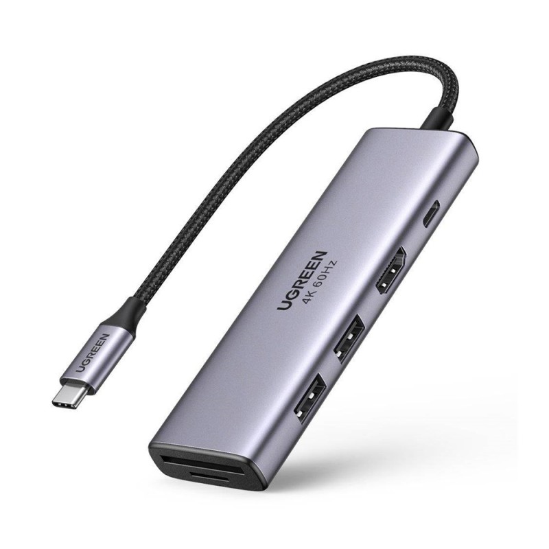 UGREEN HUB 6in1 Type-C 3.0 to 3*USB 3.0 + HDMI + SD/TF CM511, Space Gray