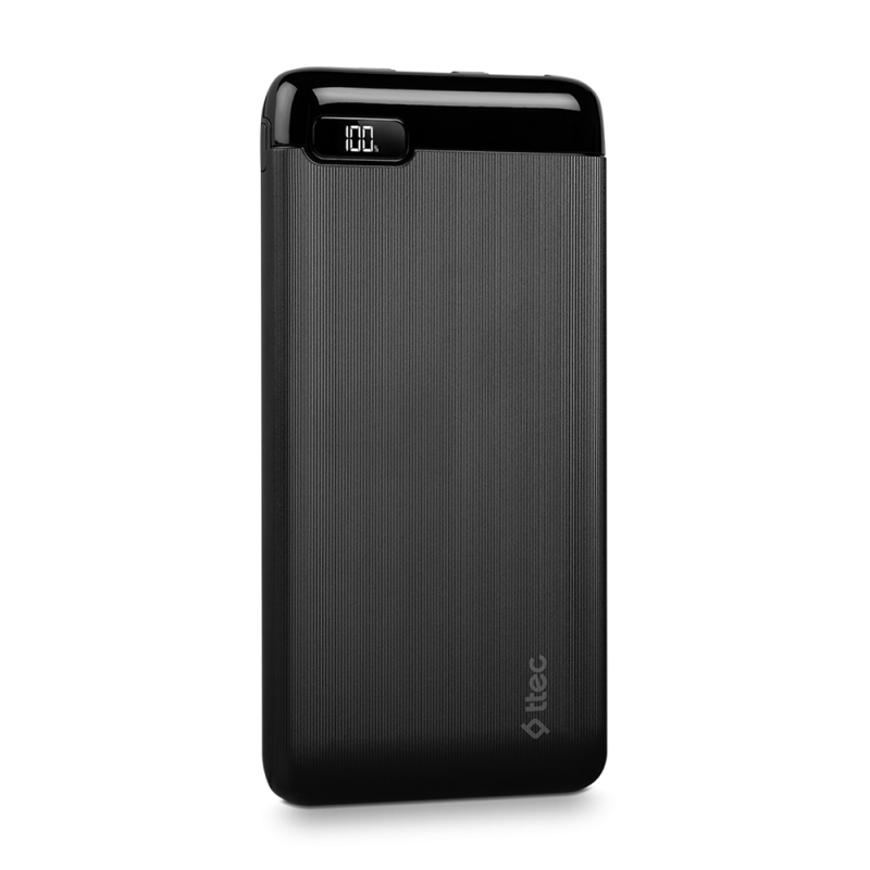 ttec Powerbank 20.000 mAh 20W PowerSlim LCD PD USB-C Input/Output, Black