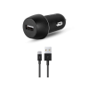 ttec Car Charger USB-A 2.1A with Type-C Cable, Black