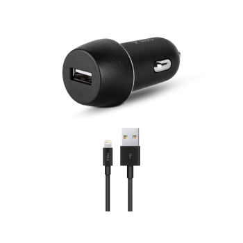 ttec Car Charger USB-A 2.1A with Lightning Cable, Black