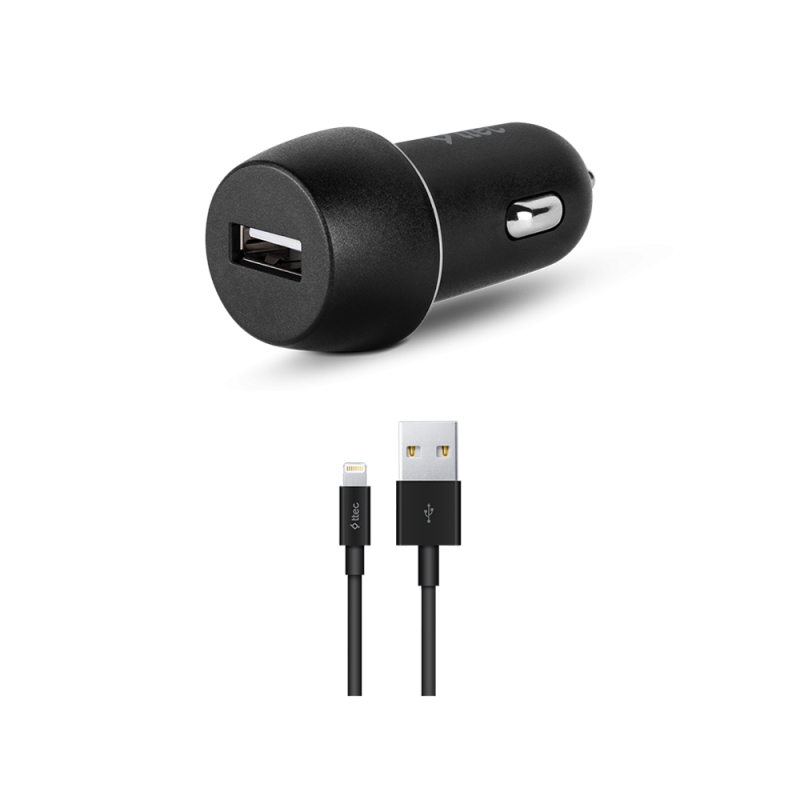 ttec Car Charger USB-A 2.1A with Lightning Cable, Black