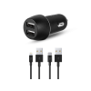ttec Car Charger Duo 2*USB-A 3.1A with Lightning and Type-C Cable, Black