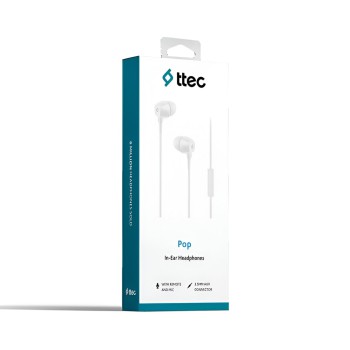 ttec Headphones In-Ear with Microphone 3.5mm Pop, White