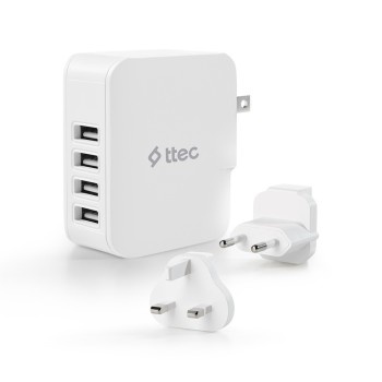 ttec Wall Charger 4*USB-A 5.1A 25W, White 