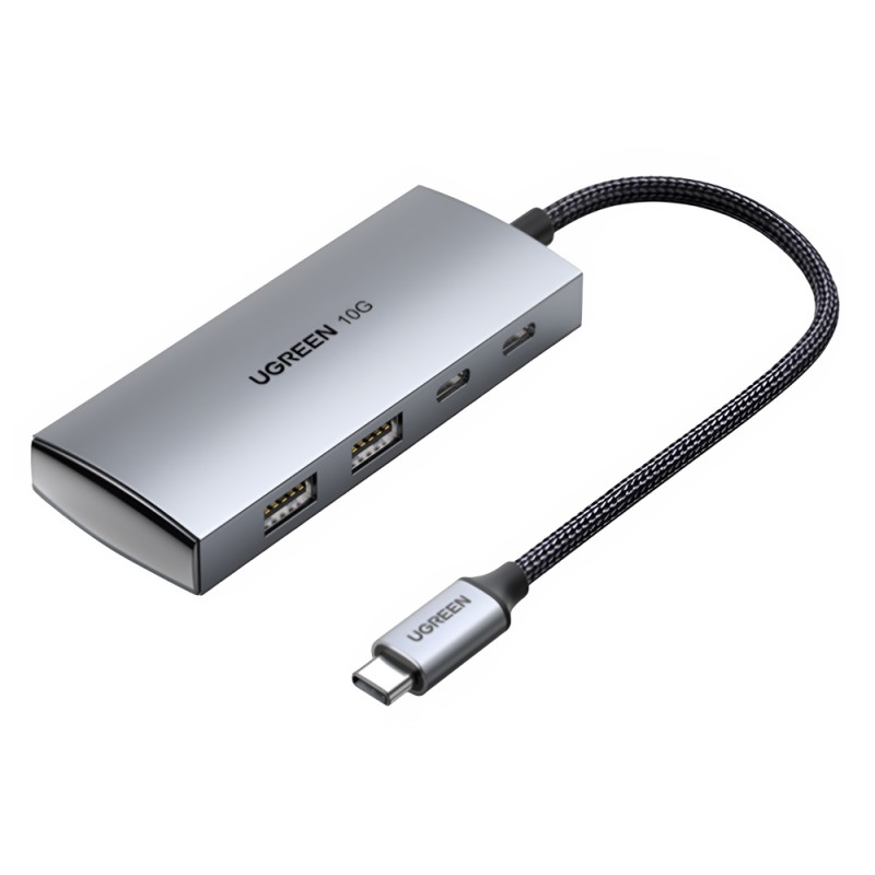 UGREEN HUB 4in1 Type-C 3.0 to 2*Type-C 3.2 + 2*USB 3.1 CM480, Silver