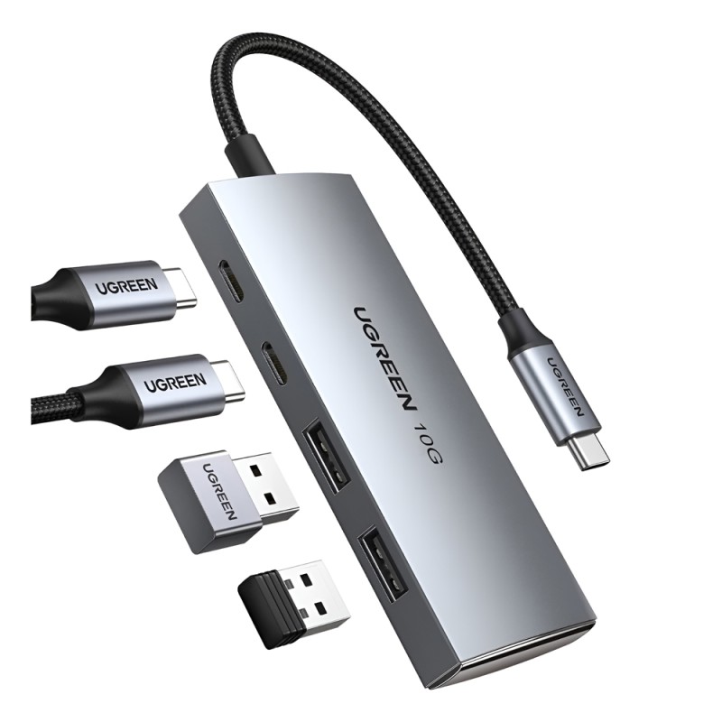 UGREEN HUB 4in1 Type-C 3.0 to 2*Type-C 3.2 + 2*USB 3.1 CM480, Silver