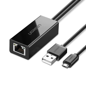 UGREEN Adapter for Chromecast Micro USB to Ethernet, Black