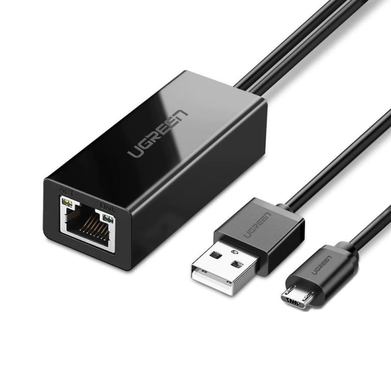 UGREEN Adapter for Chromecast Micro USB to Ethernet, Black