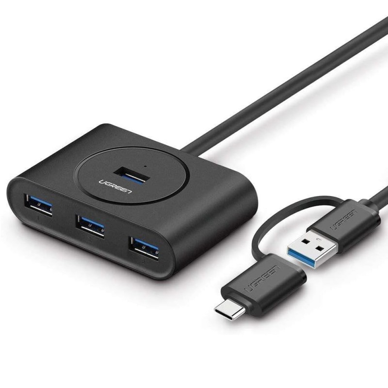 UGREEN HUB 4in1 USB 3.0 with Type-C adapter to 4*USB 3.0 1M CR113, Black