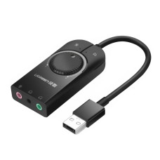 UGREEN Audio Adapter USB-A to 2x3.5mm + Mic, 15cm CM129, Black