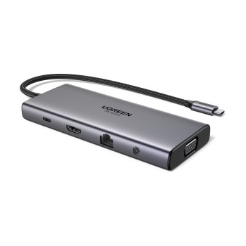 UGREEN HUB 11in1 Type-C to HDMI 4K@60Hz + VGA + 2*USB-C 3.2 + USB-A3.2 + USB-A3.0 + SD/TF + Gigabit RJ45 + 3.5mm + PD 100W | CM639