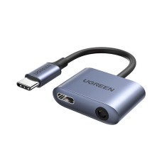 UGREEN Audio Adapter Type-C 3.0 to 3.5mm + Type-C 3.0 PD 60W CM193, Silver