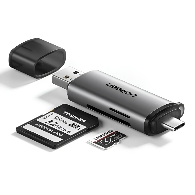 UGREEN Card Reader 2in1 Type-C 3.0 to USB-A 3.0 to TF/SD CM185, Black
