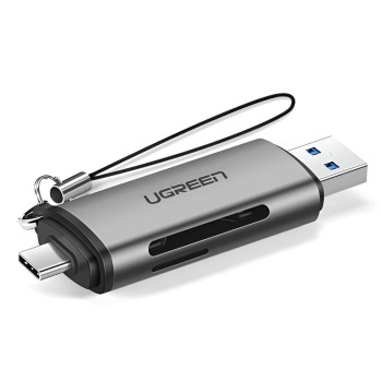 UGREEN Card Reader 2in1 Type-C 3.0 to USB-A 3.0 to TF/SD CM185, Black