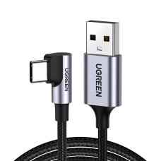UGREEN Cable USB to 90° Type-C 2.0 3A 15W 2M Aluminum Braided US284, Black