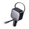 UGREEN Car Charger 1*Type-C+1*USB-A with Type-C Cable Retractable, 60W, Black | EC602