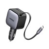UGREEN Car Charger 1*Type-C+1*USB-A with Type-C Cable, Retractable, 90W, Grey | EC603