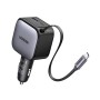 UGREEN Car Charger 1*Type-C+1*USB-A with Type-C Cable, Retractable, 90W, Grey | EC603