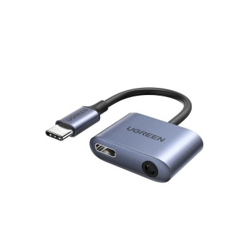 UGREEN Audio Adapter Type-C 3.0 to 3.5mm + Type-C 3.0 PD 65W CM231, Grey 