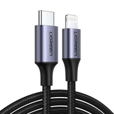 UGREEN Cable Type-C to Lightning MFI, 3A, 1.5M Shell Braided, US304, Black