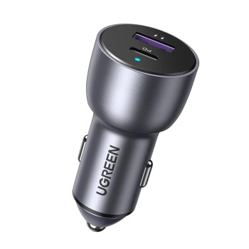 UGREEN Car Charger 1*USB-A+1*Type-C Aluminum 3A 60W, Grey
