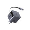 UGREEN GaN Quick Charger 1*Type-C + 1*USB-A with Cable Type-C Retractable, 45W, Black | X614