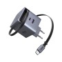 UGREEN GaN Quick Charger 1*Type-C + 1*USB-A with Cable Type-C Retractable, 65W, Black | X615