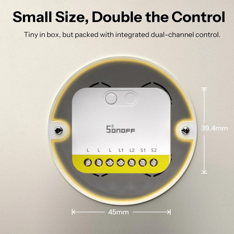 Sonoff Zigbee Smart Switch MINI-ZB2GS-L Mini Duo 2-Gang (No Neutral Required)
