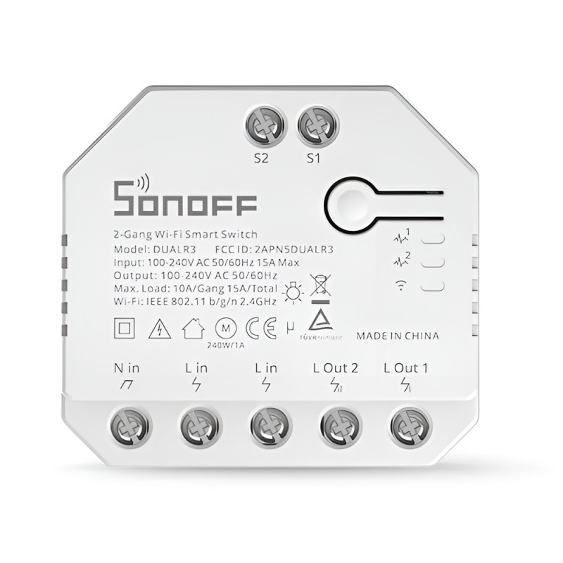 Sonoff Wi-Fi 2-Gang Smart Switch DUALR3 with Power Metering (Neutral Wire)