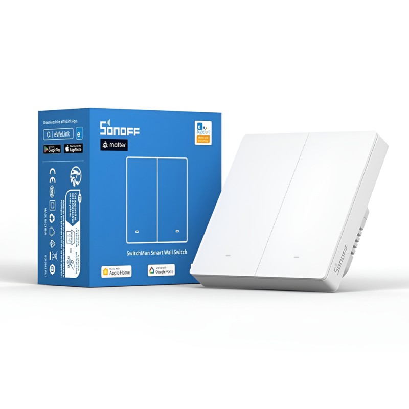 Sonoff Matter Over Wi-Fi Smart Wall Switch SwitchMan M5 2-Gang (Neutral Wire), White