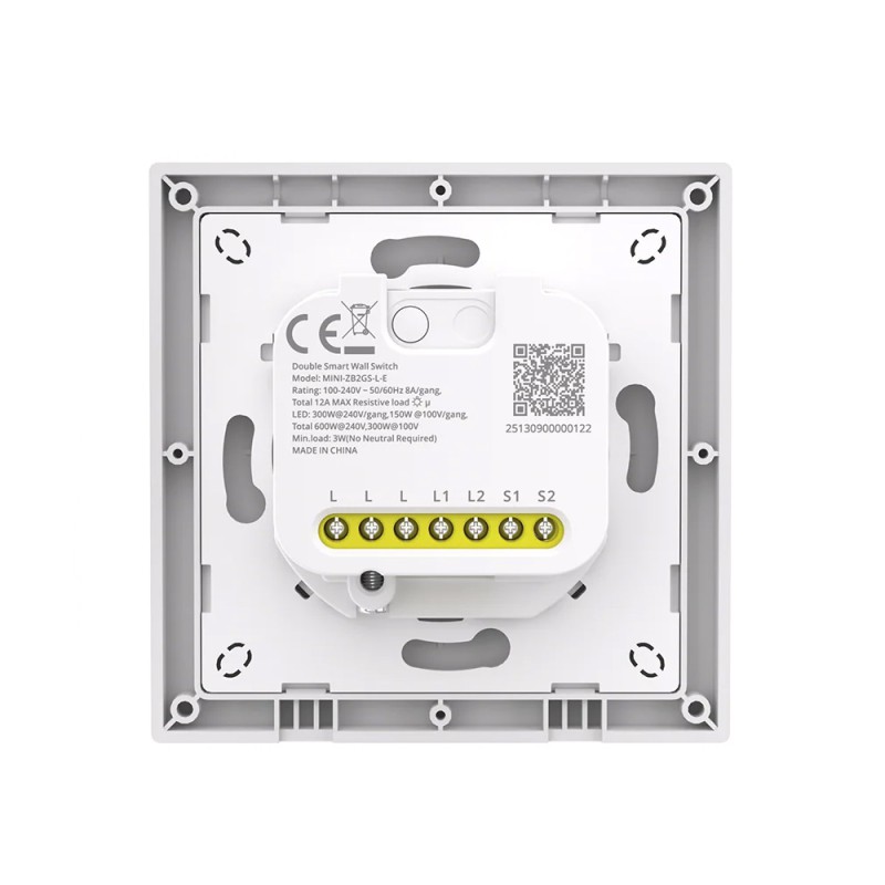 Sonoff Zigbee Smart Wall Switch MINI-ZB2GS-L-E Mini Duo 2-Gang (No Neutral Required)