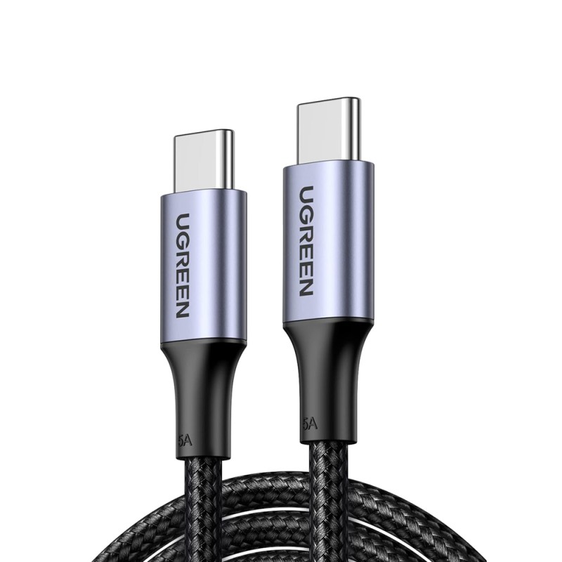 UGREEN Cable Type-C 2.0 to Type-C 2.0 5A 100W 1M Aluminum Braided US316, Black