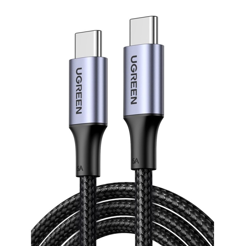 UGREEN Cable Type-C 2.0 to Type-C 2.0 5A 100W 1.5M Aluminum Braided US316, Black