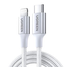 UGREEN Cable Type-C to Lightning MFI, 3A, 1,5M, Shell Braided, US304, Silver