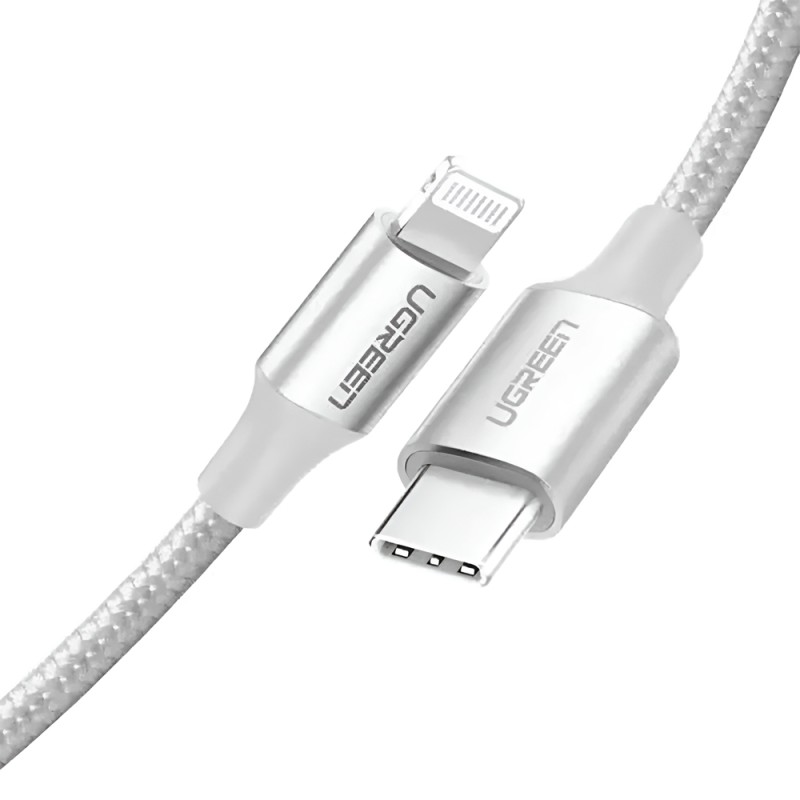 UGREEN Cable Type-C to Lightning MFI, 3A, 1,5M, Shell Braided, US304, Silver