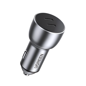 UGREEN Car Charger 1*Type-C+1*Type-C Aluminum 3A 53W, Grey