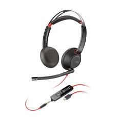 Poly Blackwire 5220 Stereo USB-C Headset +3.5mmPlug +USB-C/A Adapter (207586-201/207576-201)