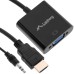 Lanberg Adapter HDMI (M) to VGA (F) + mini jack3,5mm (F) 20cm, Black
