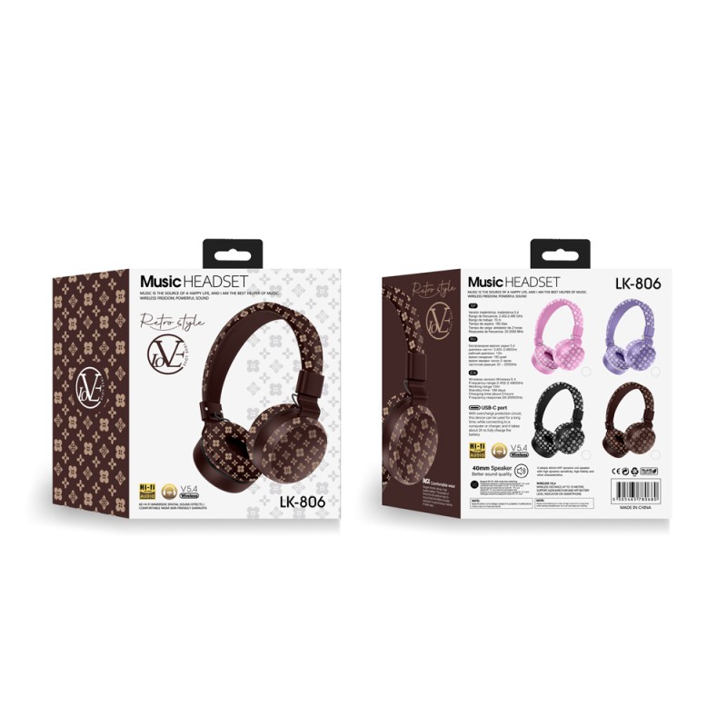 Musen Wireless Headphones on Ear LK-806, Black