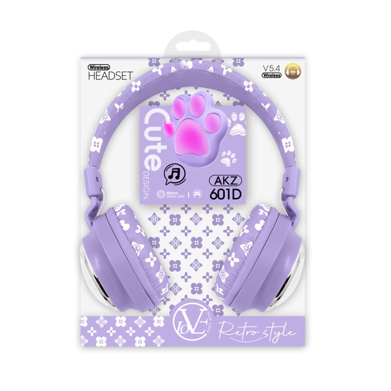 Musen Wireless Headphones on Ear AKZ-601D, Purple