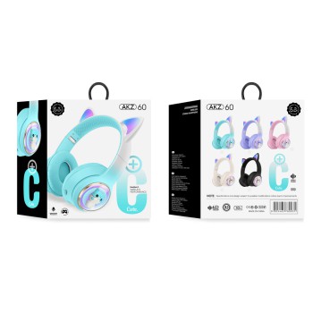 Musen Wireless Kids Headphones on ear AKZ-60 (Cat), Purple